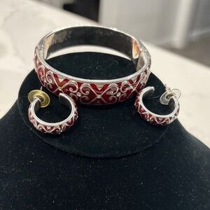 Brighton Elegant Silver and Red Jewelry Set